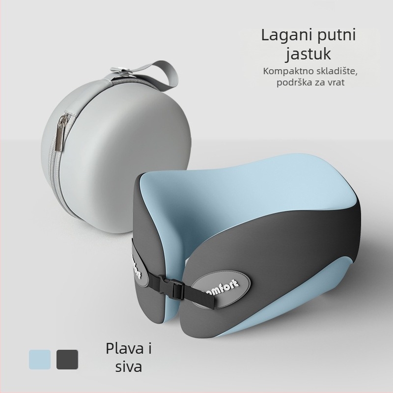 Jastuk za vrat u obliku U, za putovanja s memorijskom pjenom (Punilo: memorijska pjena; Navlaka: kemijsko vlakno; Stil: moderni minimalizam; Vrsta jastuka: U-oblikovani jastuk za putovanje; Težina: ≤0,5 kg)