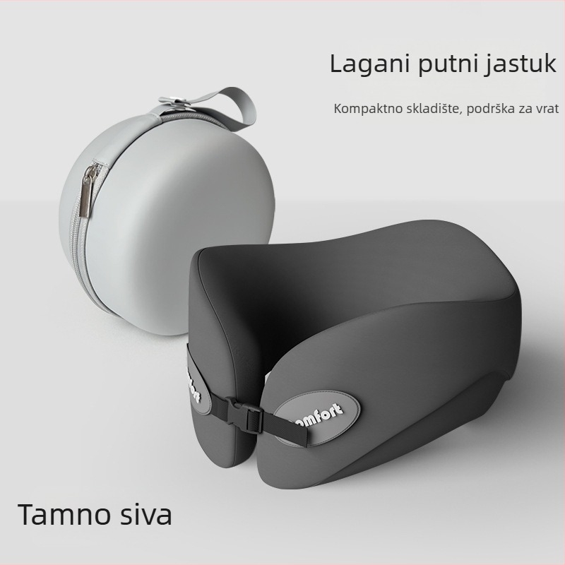 Jastuk za vrat u obliku U, za putovanja s memorijskom pjenom (Punilo: memorijska pjena; Navlaka: kemijsko vlakno; Stil: moderni minimalizam; Vrsta jastuka: U-oblikovani jastuk za putovanje; Težina: ≤0,5 kg)