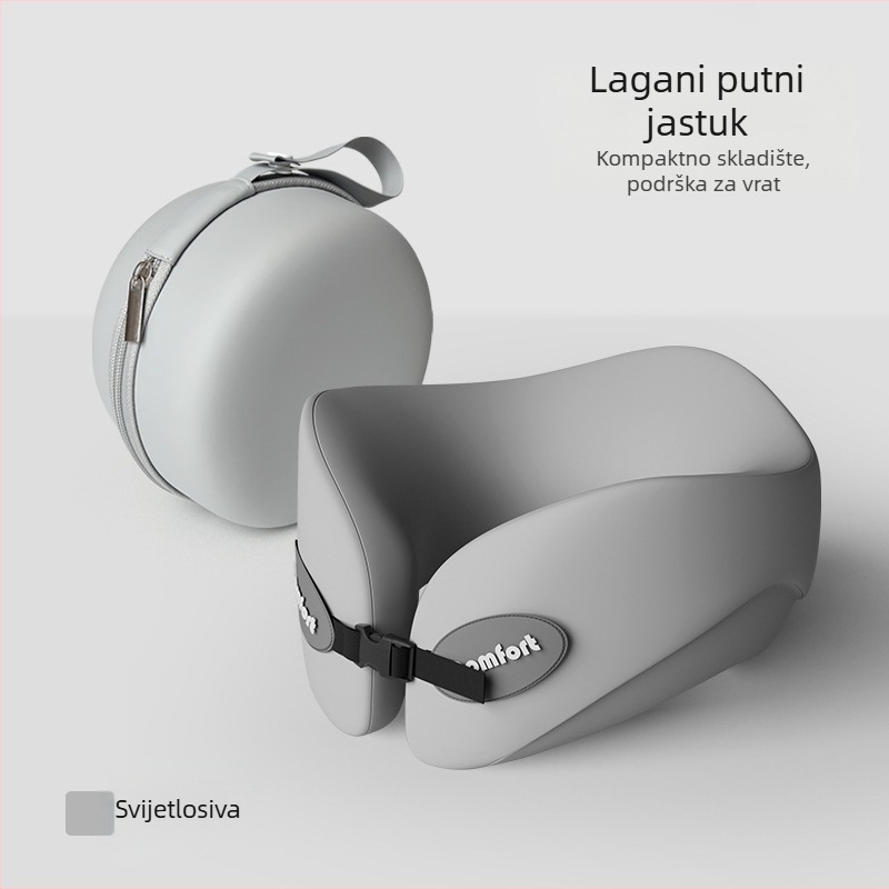 Jastuk za vrat u obliku U, za putovanja s memorijskom pjenom (Punilo: memorijska pjena; Navlaka: kemijsko vlakno; Stil: moderni minimalizam; Vrsta jastuka: U-oblikovani jastuk za putovanje; Težina: ≤0,5 kg)