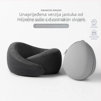 Jastuk za putovanje s memorijskom pjenom u obliku U, navlaka od mliječne svile, minimalistički stil, Snail Pillow Series, za sve uzraste