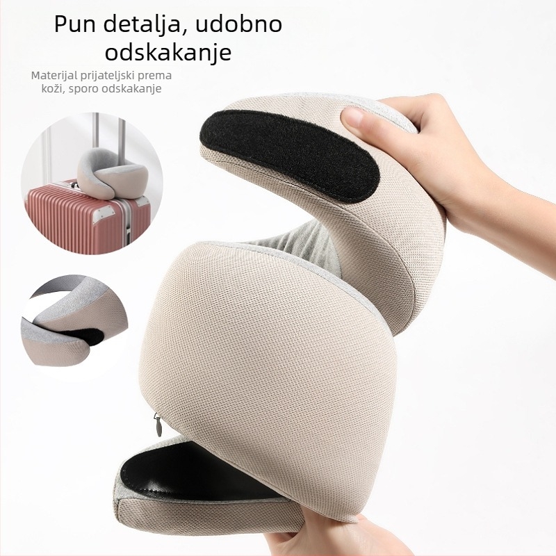 Jastuk za putovanje s memorijskom pjenom u obliku U, navlaka od mliječne svile, minimalistički stil, Snail Pillow Series, za sve uzraste