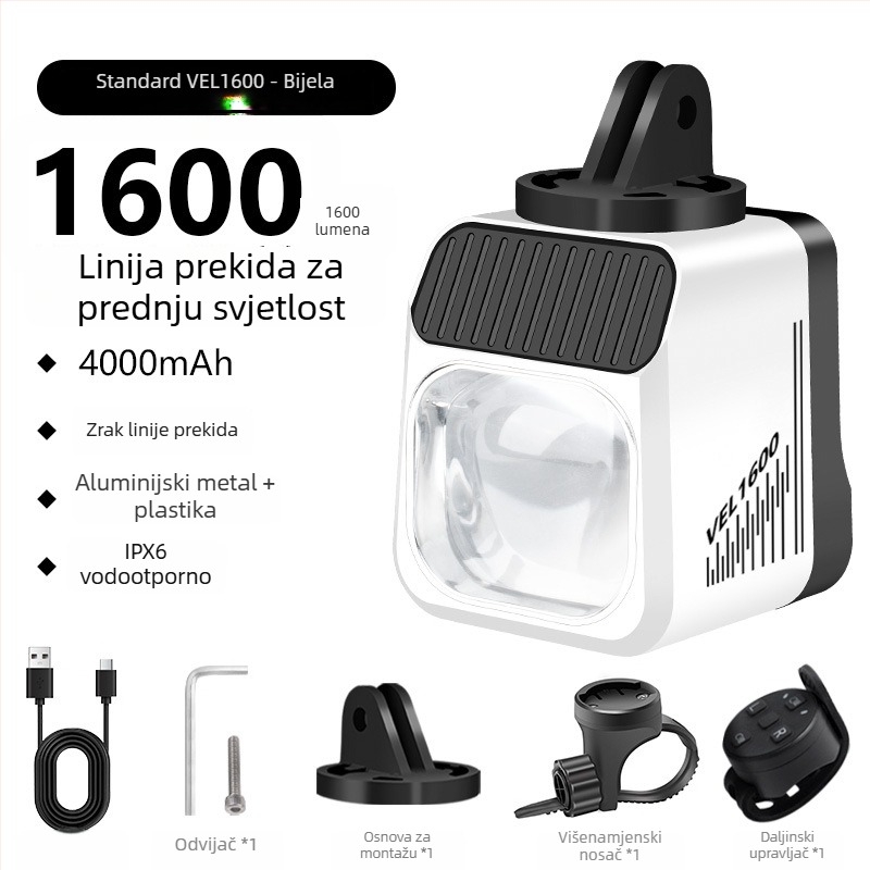 Lumway Vel1600Pro prednje svjetlo za bicikl s brzim otpuštanjem nosača za noćnu vožnju
