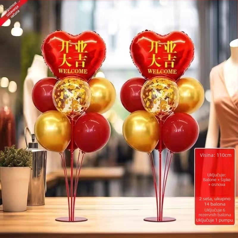 Balon za reklamu u obliku srca od aluminijske folije za dekoriranje otvaranja trgovine – tip rukav (sleeve); prikladan za otvaranje, štandove i Dan državnosti