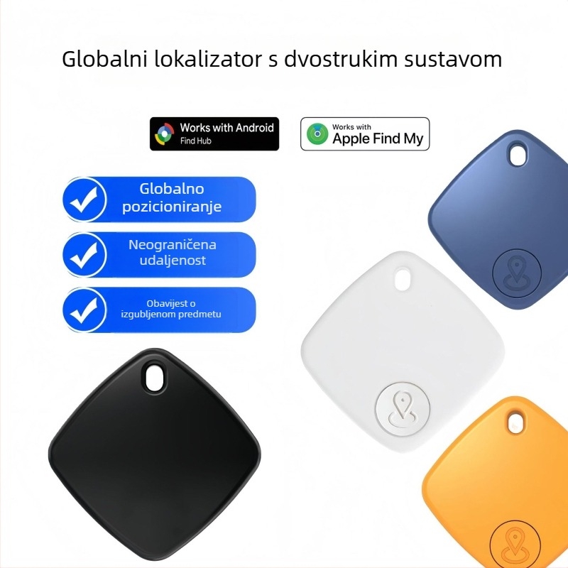 Globalni lokator za praćenje, model S1 dvostrukog sustava, kompatibilan s iOS-om, neograničena udaljenost, baterija 225 mAh, ABS kućište, snimanje fotografija