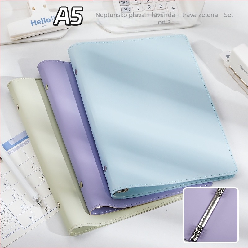 Odvojivi bilježnica s mekim kožnim omotom i kopčom, 1–50 stranica, papir od drvne pulpe, 40 g/m2, vezivanje: binder