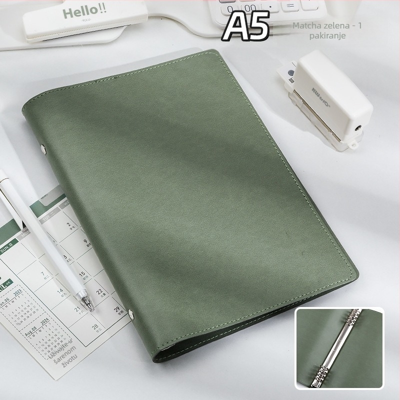 Odvojivi bilježnica s mekim kožnim omotom i kopčom, 1–50 stranica, papir od drvne pulpe, 40 g/m2, vezivanje: binder