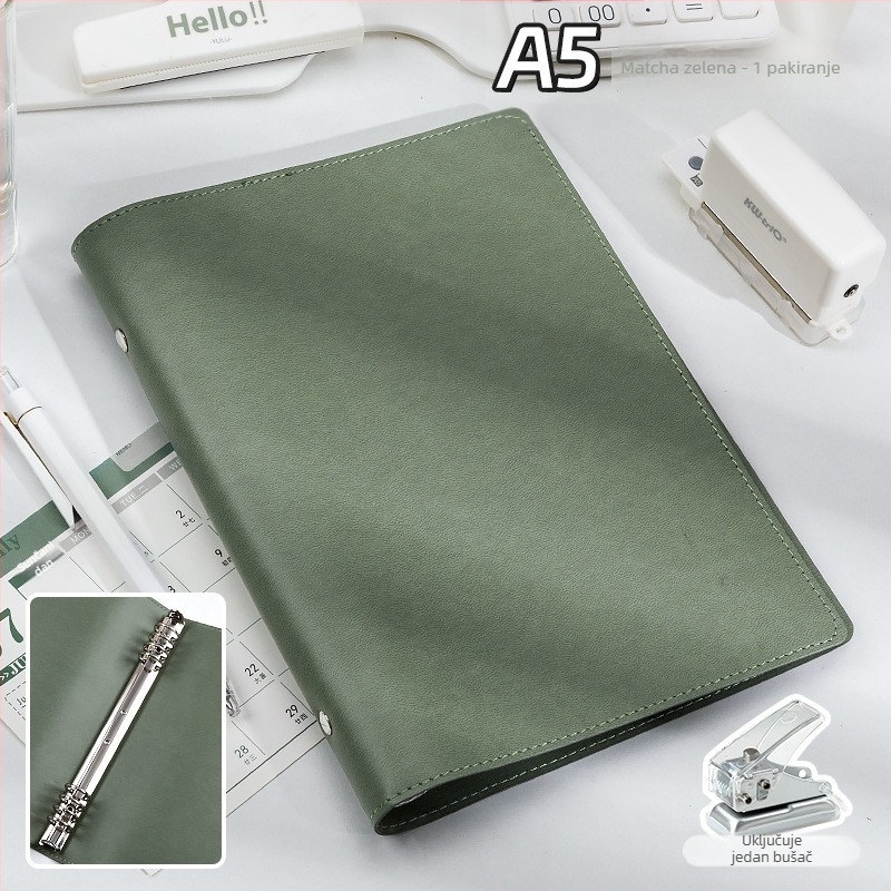 Odvojivi bilježnica s mekim kožnim omotom i kopčom, 1–50 stranica, papir od drvne pulpe, 40 g/m2, vezivanje: binder