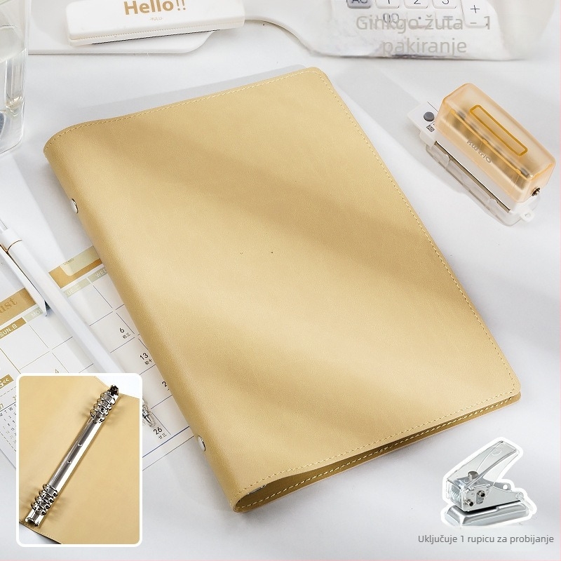 Odvojivi bilježnica s mekim kožnim omotom i kopčom, 1–50 stranica, papir od drvne pulpe, 40 g/m2, vezivanje: binder