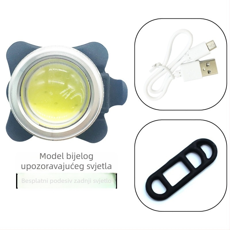 Set prednjih i stražnjih svjetala za bicikl, USB-C punjenje, 3 LED, pričvršćivanje remenom za noćnu vožnju