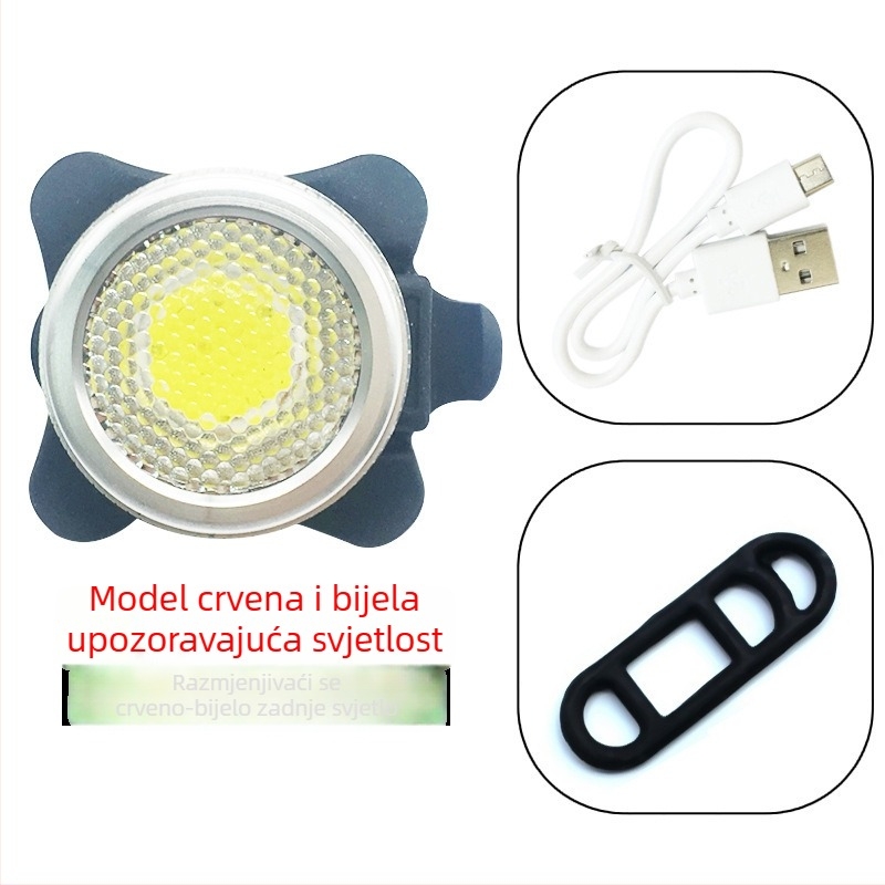 Set prednjih i stražnjih svjetala za bicikl, USB-C punjenje, 3 LED, pričvršćivanje remenom za noćnu vožnju