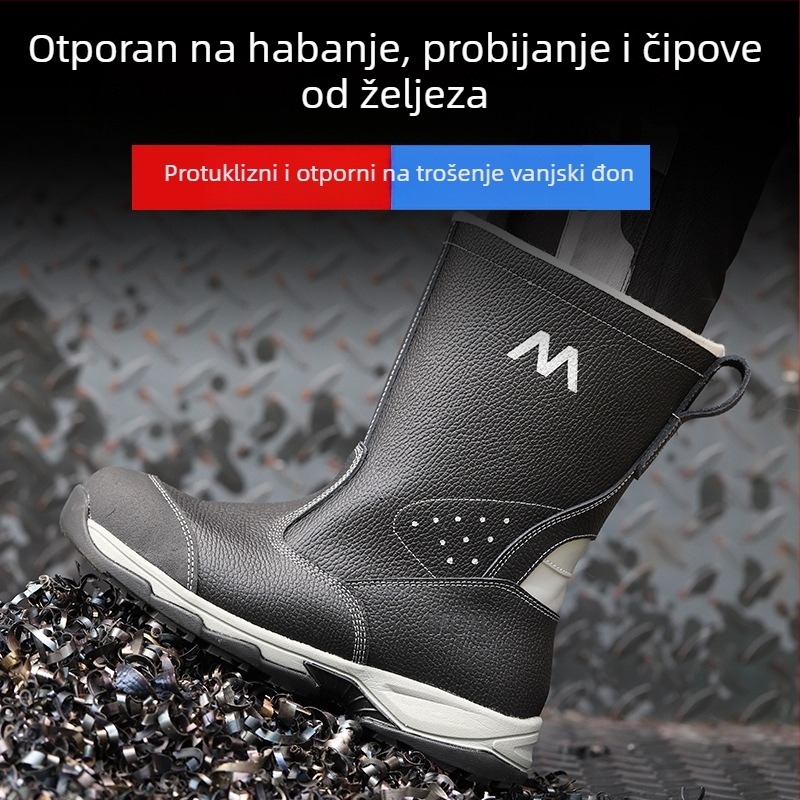 Sigurne radne cipele s čeličnim prstom, visoke kožne cipele, zaštita od udara i probijanja
