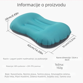 Naduvljiva U-oblikovana jastučnica od najlona, model MS-005, prilagodljiva, minimalistički dizajn