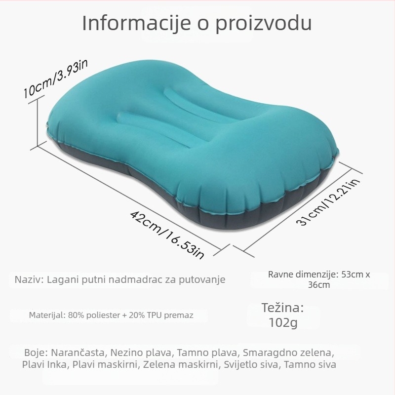 Naduvljiva U-oblikovana jastučnica od najlona, model MS-005, prilagodljiva, minimalistički dizajn