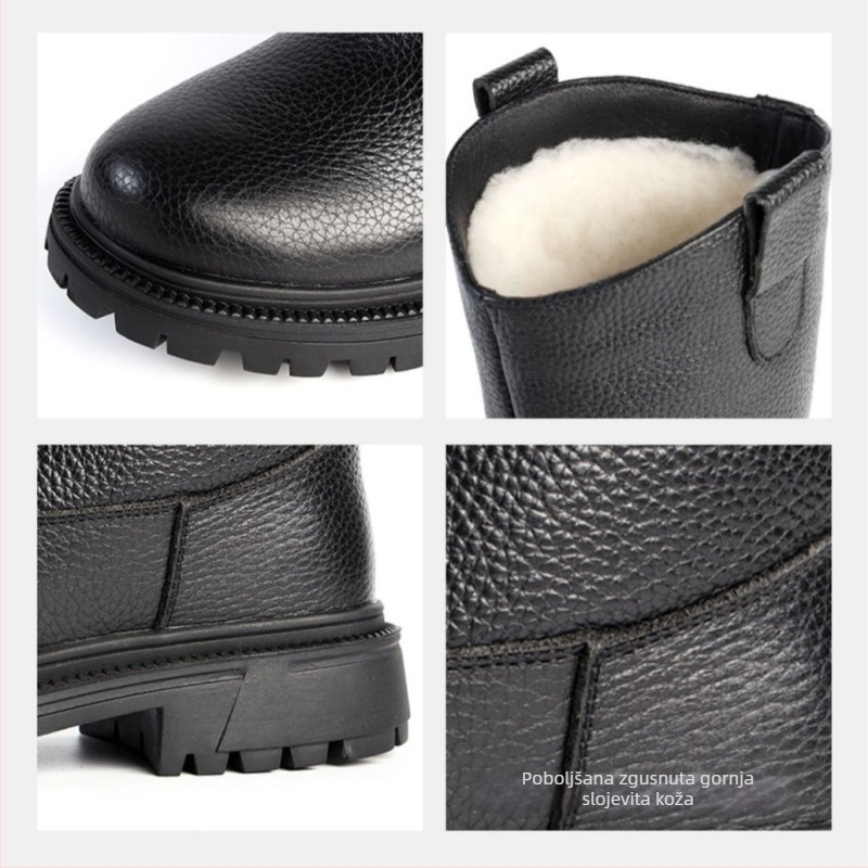 Snježne čizme za odrasle – minimalističkog stila, unisex, vuneni unutarnji dio, kožni gornji dio i gumeni potplat, tople