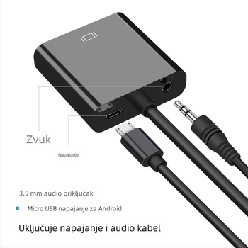 HDMI na VGA adapter s zvukom, 1080P napajani video pretvarač za PC/TV/projektor