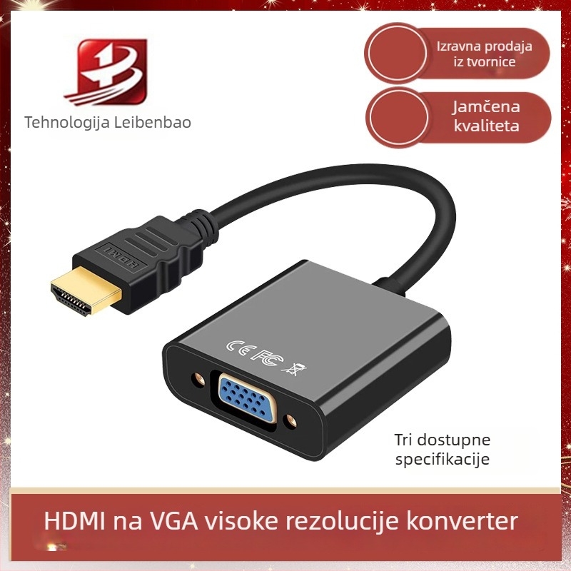 HDMI na VGA adapter s zvukom, 1080P napajani video pretvarač za PC/TV/projektor