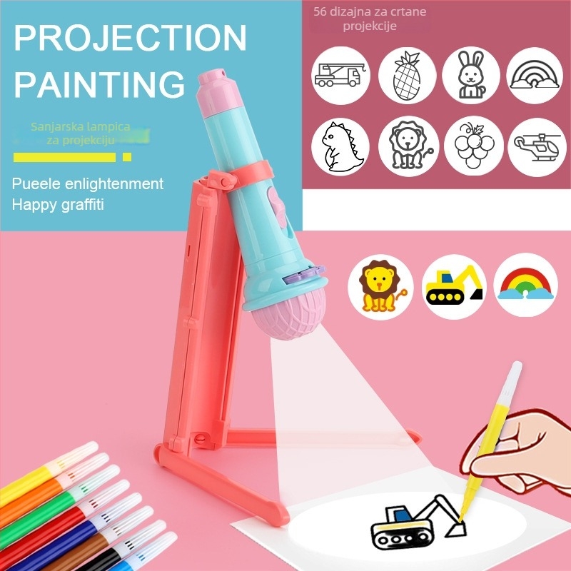 LED projekcijska stolna igračica za djecu — projektor, projekcija crteža, crtanje, plastično kućište, za djecu 4-6 godina