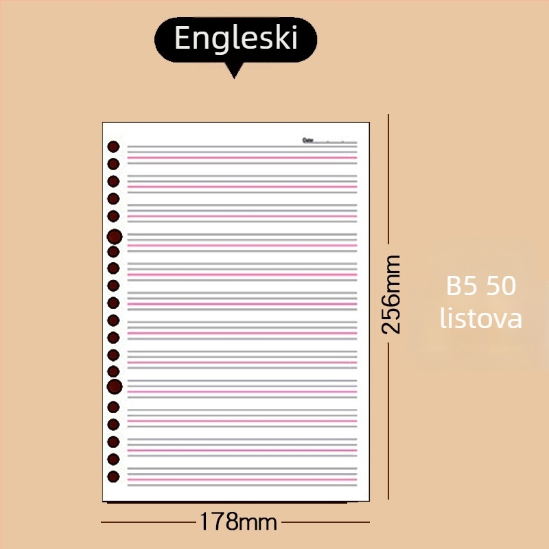 Deli Na550 Zamjenjivo jezgro za listove – 50 listova, bijeli papir, rupe 20/26/30, odvojivo