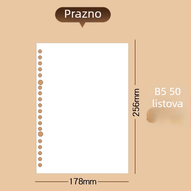 Deli Na550 Zamjenjivo jezgro za listove – 50 listova, bijeli papir, rupe 20/26/30, odvojivo