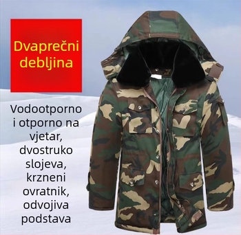 Kamuflirani vojni kaput za zimu – vodootporan, otporan na vjetar i topao, tkanina od pamuka u smjesi, srednje duljine