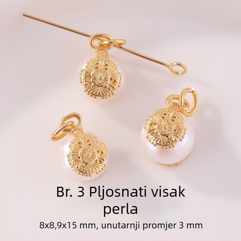DIY dodaci nakit – set privjeska od prirodnih bisera slatkovodnih, perle s pokrivenim zlatom 24k, biseri ugravirani u srebro 925, elektroplate završna obrada