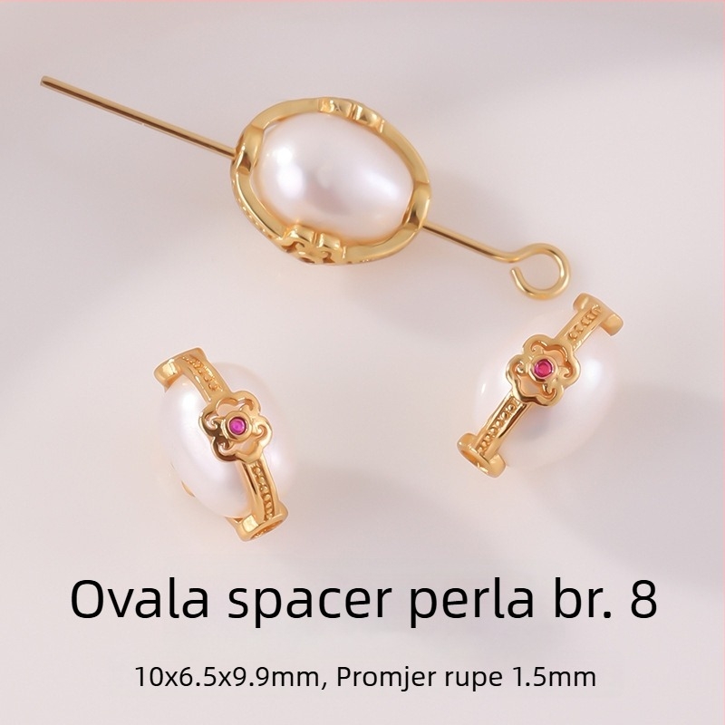 DIY dodaci nakit – set privjeska od prirodnih bisera slatkovodnih, perle s pokrivenim zlatom 24k, biseri ugravirani u srebro 925, elektroplate završna obrada