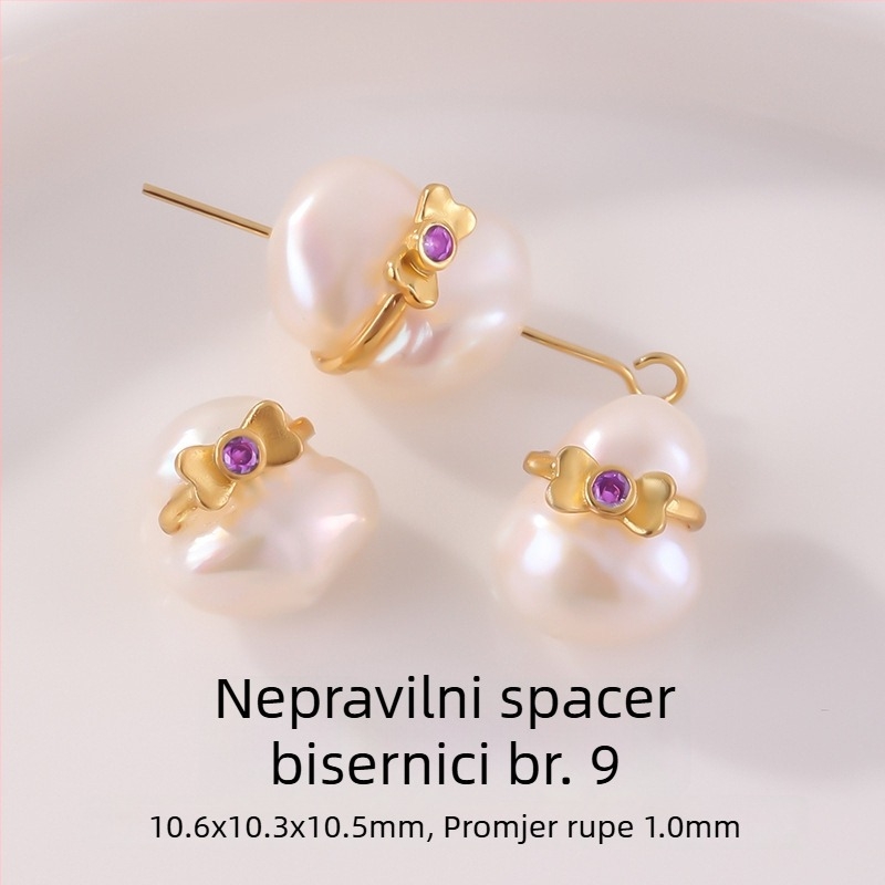 DIY dodaci nakit – set privjeska od prirodnih bisera slatkovodnih, perle s pokrivenim zlatom 24k, biseri ugravirani u srebro 925, elektroplate završna obrada