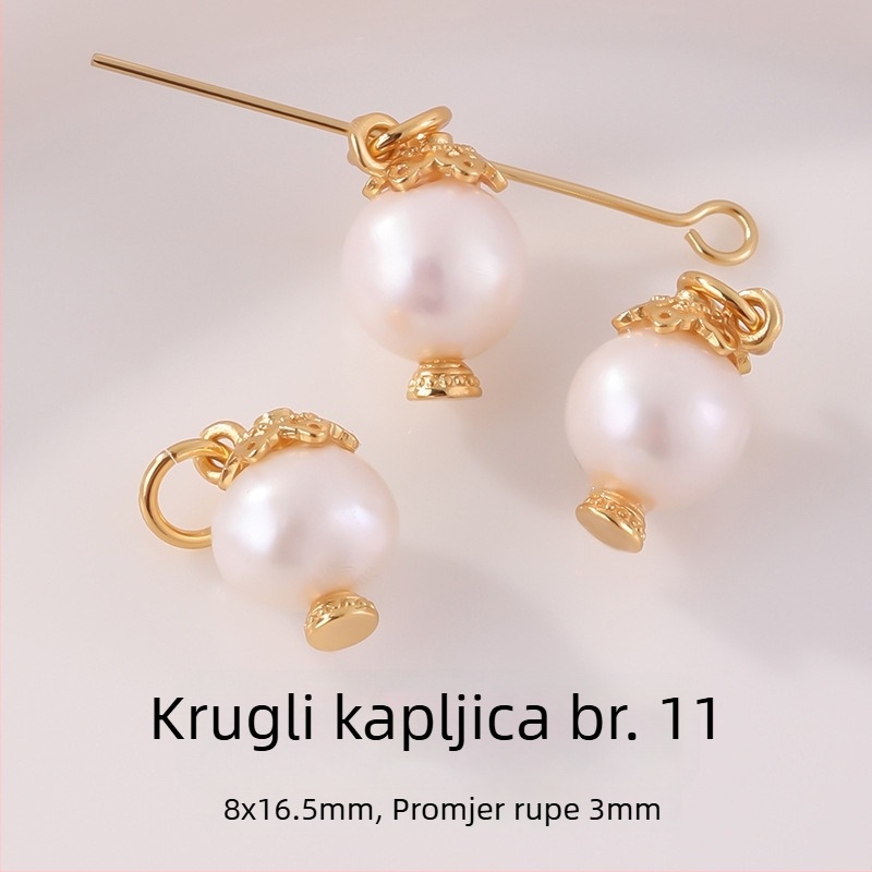 DIY dodaci nakit – set privjeska od prirodnih bisera slatkovodnih, perle s pokrivenim zlatom 24k, biseri ugravirani u srebro 925, elektroplate završna obrada