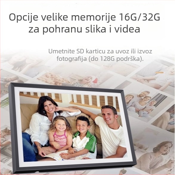Digitalni foto okvir s Uhale ultra uskim okvirom, Wi-Fi prijenos fotografija, IPS zaslon na dodir, 1280x800 rezolucija, 32GB memorije