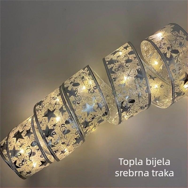 Cvjetno oblikovan satenski svjetleći niz, 100 LED, 4,5 V, IP44, 6000K, baterijsko napajanje