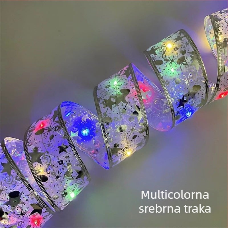 Cvjetno oblikovan satenski svjetleći niz, 100 LED, 4,5 V, IP44, 6000K, baterijsko napajanje