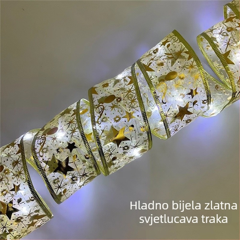 Cvjetno oblikovan satenski svjetleći niz, 100 LED, 4,5 V, IP44, 6000K, baterijsko napajanje