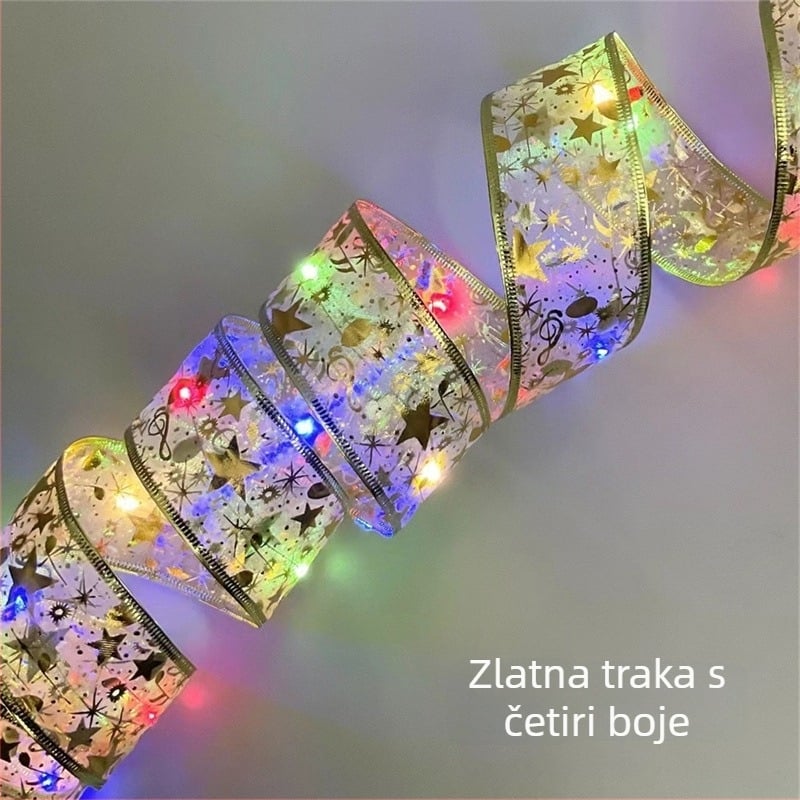 Cvjetno oblikovan satenski svjetleći niz, 100 LED, 4,5 V, IP44, 6000K, baterijsko napajanje