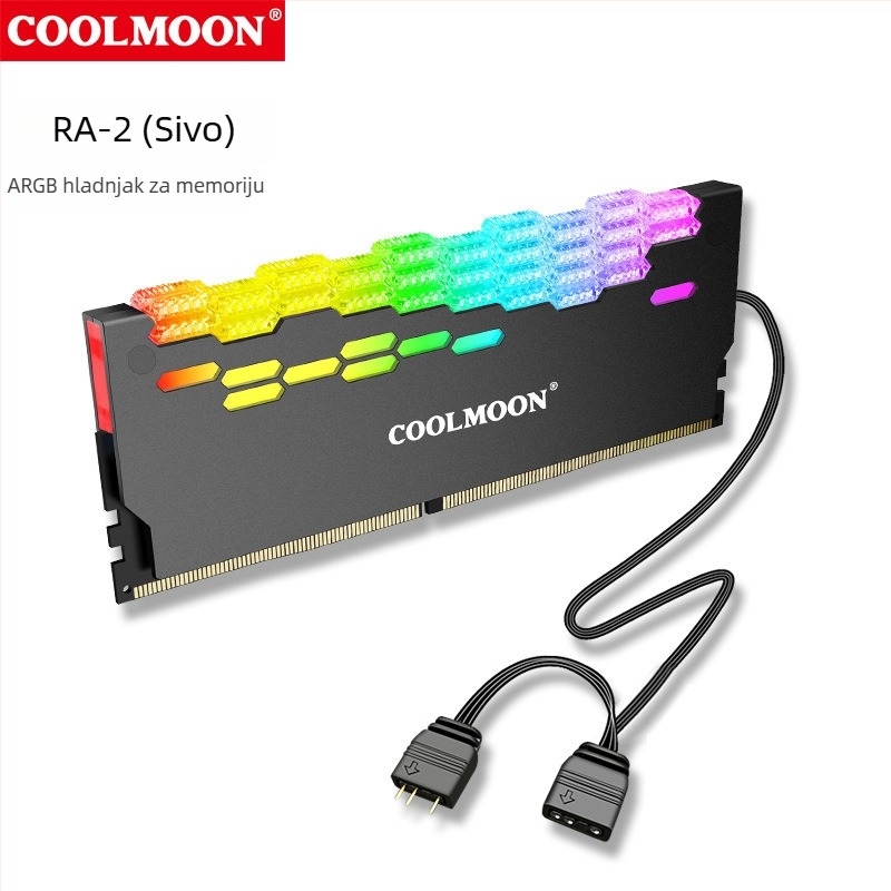 Aluminijski ARGB hladnjak za memoriju za desktop RAM, s protukliznim dizajnom i upravljanjem kabelima