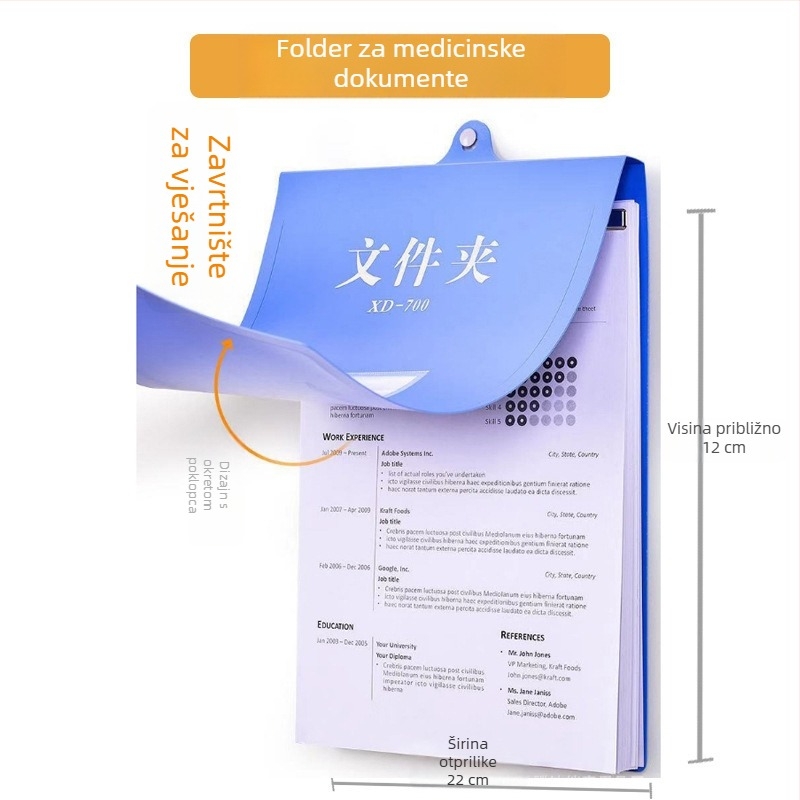 Plastična medicinska mapa s pojačanim dvostrukim klipom BY327, debljina ploče 2,2 mm
