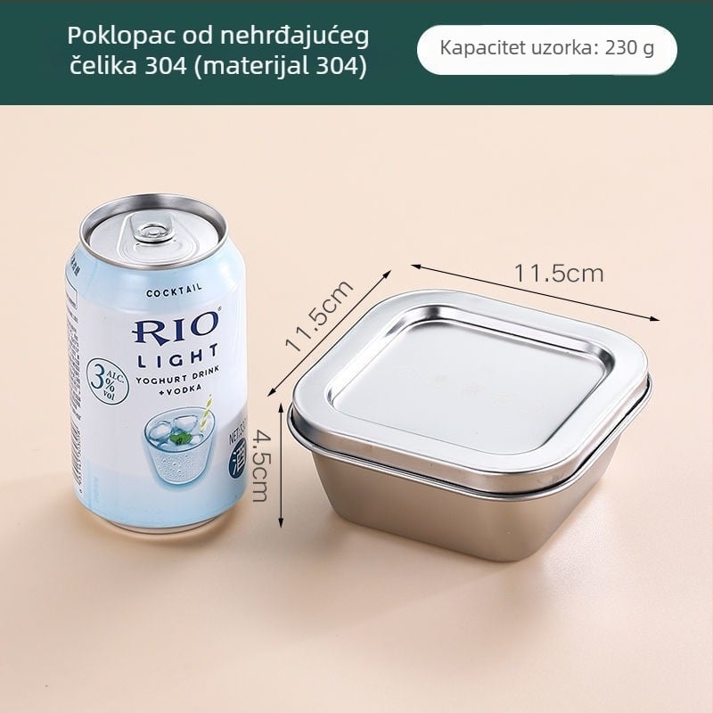 Nerđajući čelik kvadratna kutija za čuvanje hrane, 304, s poklopcem, kapacitet ispod 300 ml, crisperware