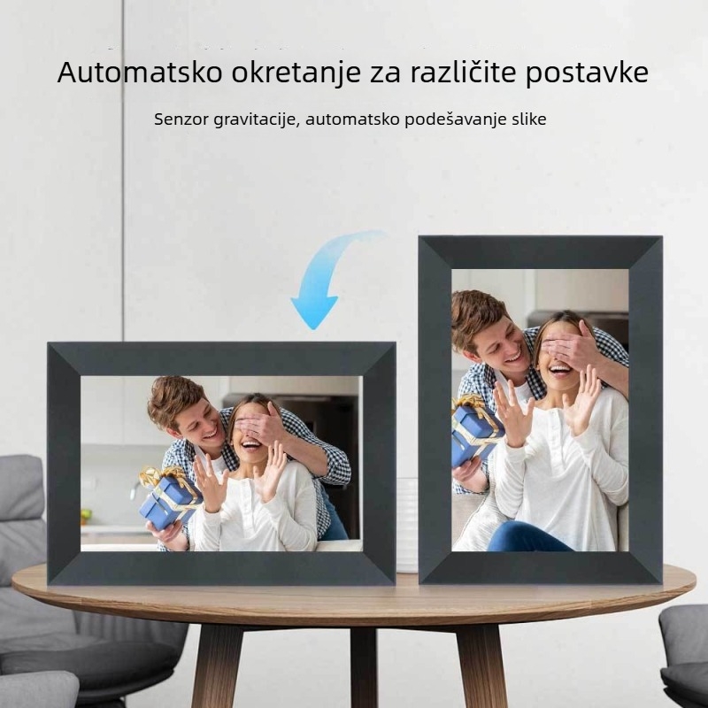 Frameo cloud digitalni okvir za fotografije, Wi‑Fi zaslon na dodir, 1280×800, 16GB, SD/USB podrška, reprodukcija videa
