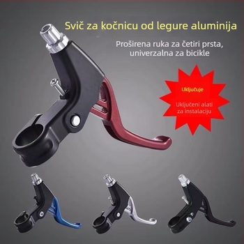 Ručica kočnice za bicikl — univerzalna, aluminijska legura, četiri prsta, pogodna za MTB i dječje bicikle, model XW, način kočenja: pritiskom