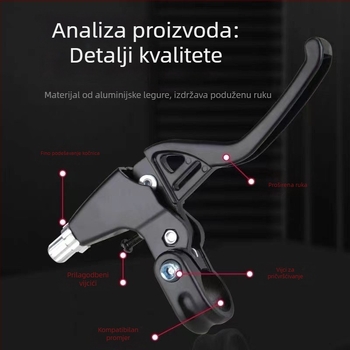 Ručica kočnice za bicikl — univerzalna, aluminijska legura, četiri prsta, pogodna za MTB i dječje bicikle, model XW, način kočenja: pritiskom