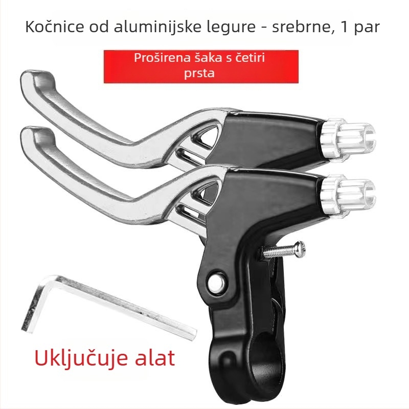 Ručica kočnice za bicikl — univerzalna, aluminijska legura, četiri prsta, pogodna za MTB i dječje bicikle, model XW, način kočenja: pritiskom