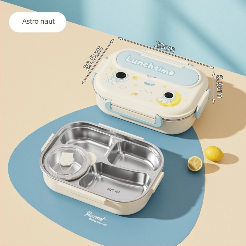 Kockasta izolirana kutija za obrok, od nehrđajućeg čelika 430, kapacitet 1–2 l, jednovrstna ili dvostruka, kompatibilna s mikrovalnom pećnicom, za studente