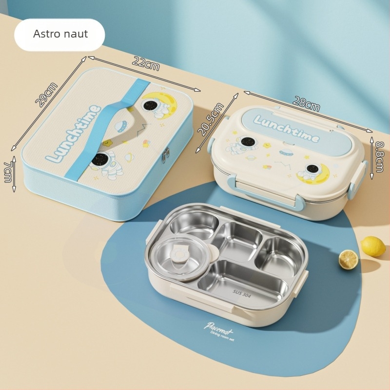 Kockasta izolirana kutija za obrok, od nehrđajućeg čelika 430, kapacitet 1–2 l, jednovrstna ili dvostruka, kompatibilna s mikrovalnom pećnicom, za studente