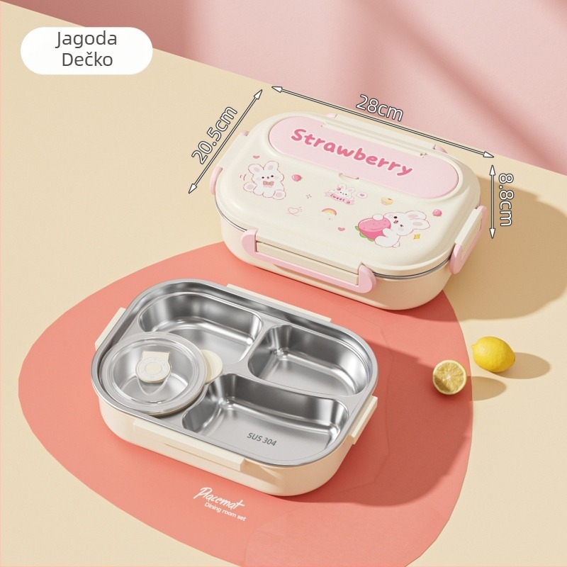 Kockasta izolirana kutija za obrok, od nehrđajućeg čelika 430, kapacitet 1–2 l, jednovrstna ili dvostruka, kompatibilna s mikrovalnom pećnicom, za studente