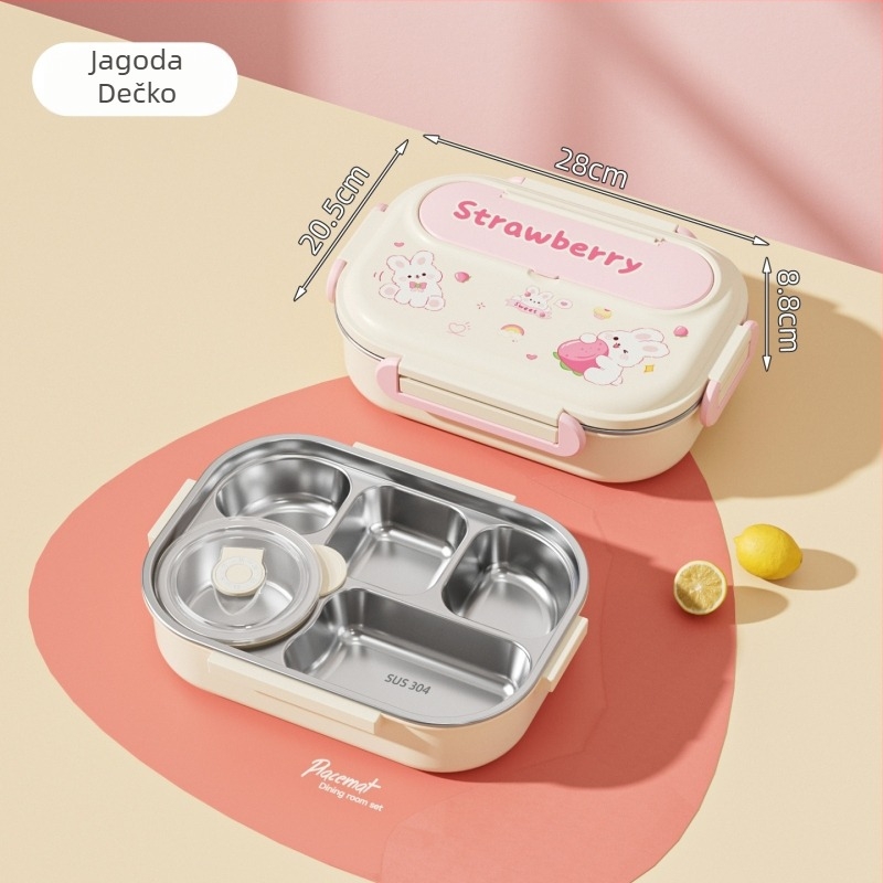 Kockasta izolirana kutija za obrok, od nehrđajućeg čelika 430, kapacitet 1–2 l, jednovrstna ili dvostruka, kompatibilna s mikrovalnom pećnicom, za studente