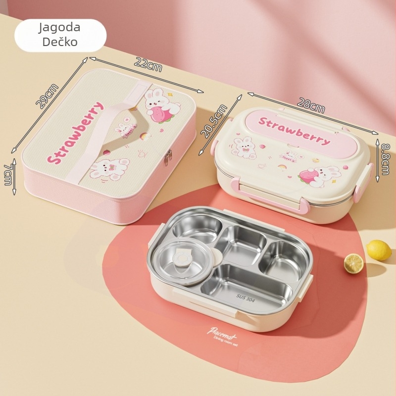 Kockasta izolirana kutija za obrok, od nehrđajućeg čelika 430, kapacitet 1–2 l, jednovrstna ili dvostruka, kompatibilna s mikrovalnom pećnicom, za studente