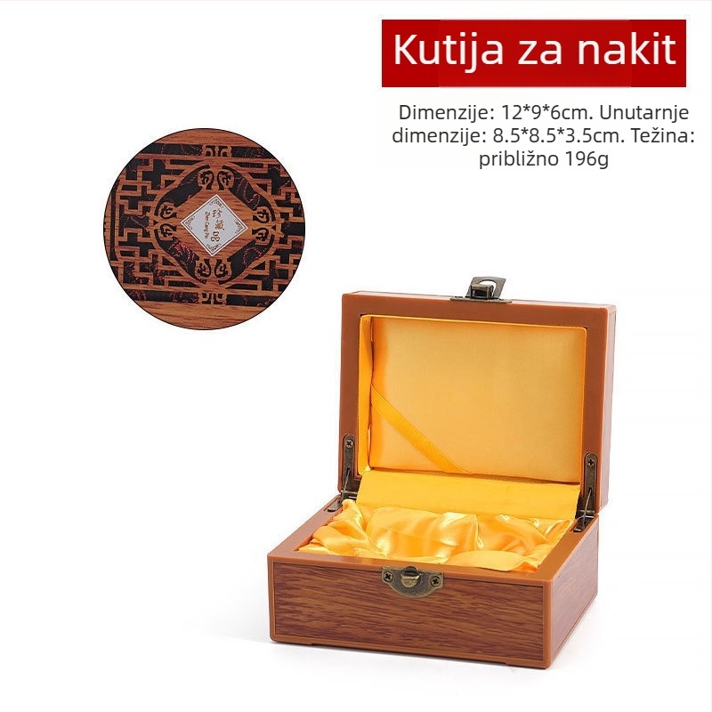 Qilin kutija za bižuteriju — kutija za pohranu nakita sa laserski izrezanim dizajnom, plastična vanjska kutija, unutarnje drvene čestice, flanel i svila.