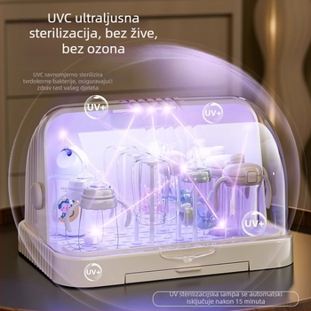 Kutija za skladištenje dječjih pribora za jelo i igračaka s prašnim pokrovom i odvodnim postoljem; skladištenje boca; dvostruka kutija za mlijeko u prahu