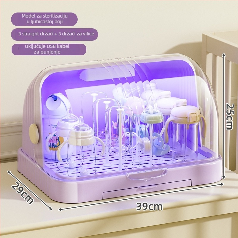 Kutija za skladištenje dječjih pribora za jelo i igračaka s prašnim pokrovom i odvodnim postoljem; skladištenje boca; dvostruka kutija za mlijeko u prahu