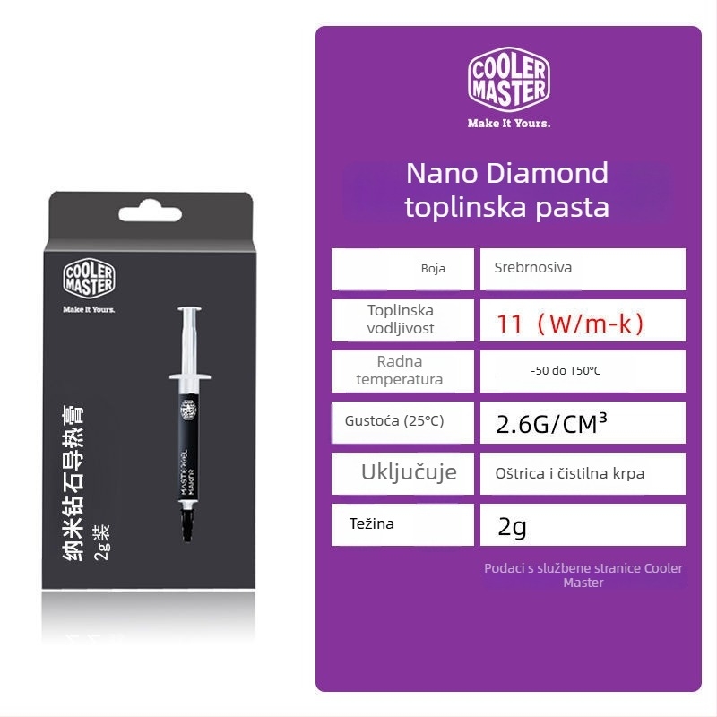 Cool Master / Cool Extreme Diamond Nano silikon termalna pasta za CPU hlađenje – visoka provodljivost, za overclocking
