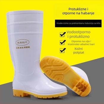 Unisex higijenske čizme za prehrambenu industriju – vodonepropusne, protuklizne, potplata od Beef Tendon, visok cilindar, plastični gornji dio